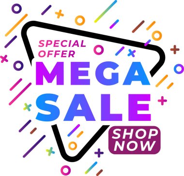 Mega satış özel teklifi. Satış afişi şablonu tasarımı.