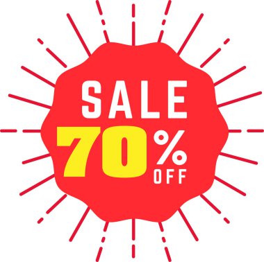 % 70 indirimli satış. Sancak metin şekli. Satılık fiyat tabelası. Özel teklif sembolü. İndirim etiketi metni.