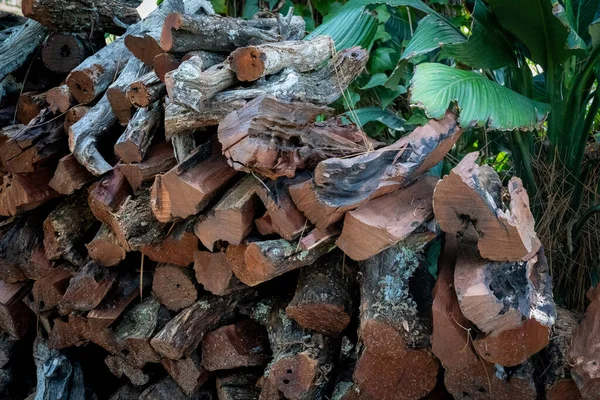 Kesilmiş odun parçaları kullanılmaya hazır.