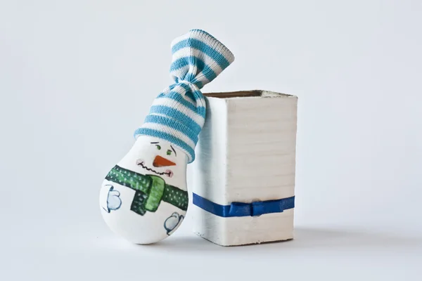 Χιονάνθρωπος - Χειροποίητες Χριστουγεννιάτικες σουβενίρ — Φωτογραφία Αρχείου