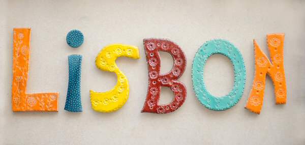 Colorful ceramic word Lisbon