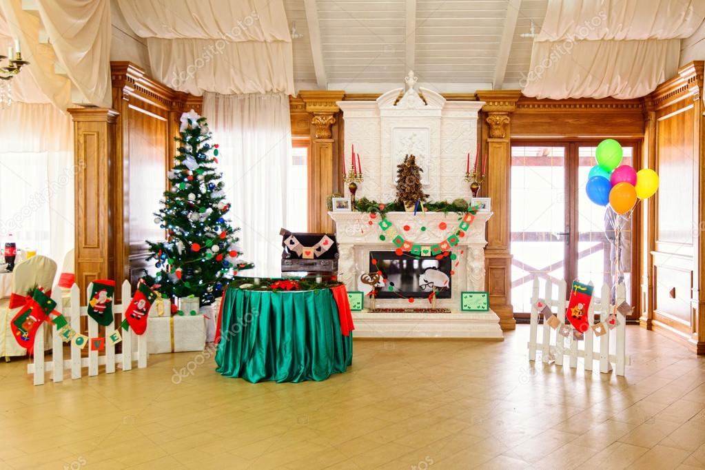decorated place in the restaurant in Christmas time