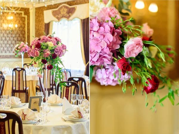 Çiçekli düğün masası — Stok fotoğraf