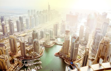 Gün batımında Dubai Marina, Birleşik Arap Emirlikleri