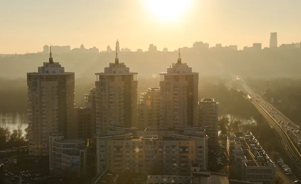 Sunset city panorama Kiev — Stockfoto