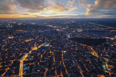İstanbul ve Türkiye 'nin hava gece panoramik manzarası