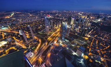 İstanbul ve Türkiye 'nin hava gece panoramik manzarası