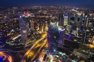 İstanbul ve Türkiye 'nin hava gece panoramik manzarası