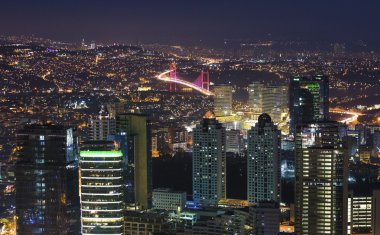 İstanbul ve Türkiye 'nin hava gece panoramik manzarası
