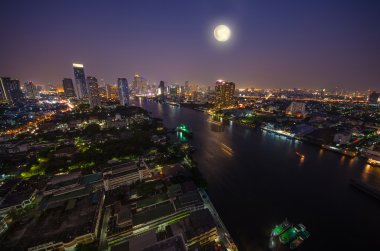 güzel bir gece manzarası şehir, Bangkok, Tayland.