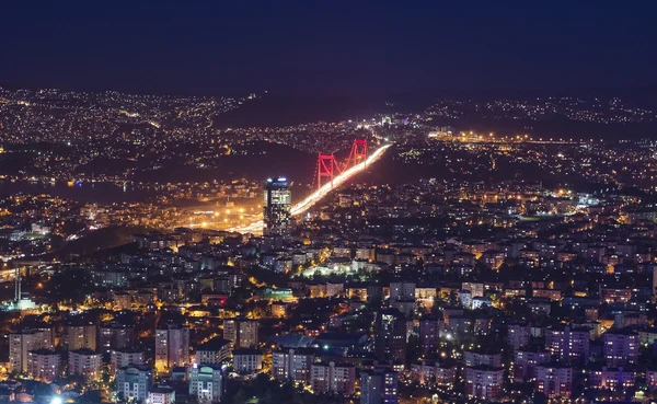 İstanbul ve Türkiye 'nin hava gece panoramik manzarası