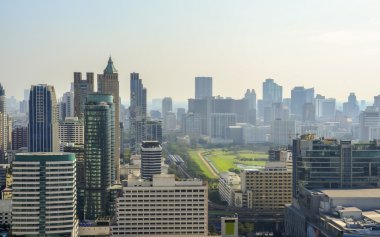 Bangkok cityscape. Havadan görünümü üzerinde panorama Bangkok, Tayland