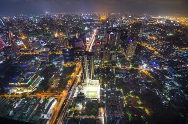Bangkok şehir gece Panoraması.