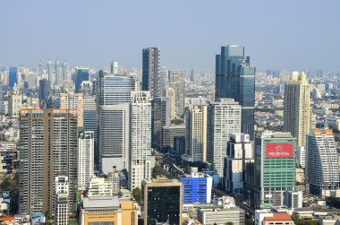 Bangkok cityscape. Havadan görünümü üzerinde panorama Bangkok, Tayland
