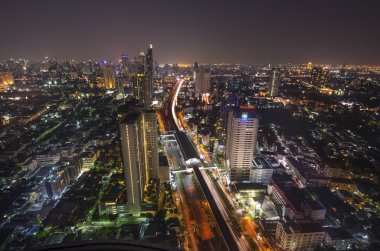 Bangkok şehir gece Panoraması.