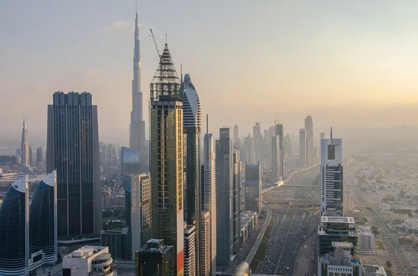 Panoramiczne widoki na centrum Dubaju — Zdjęcie stockowe