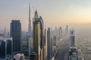 Dubai şehir merkezinin panoramik manzarası