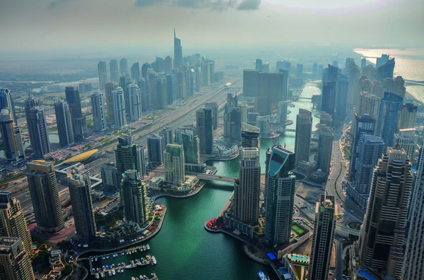 Panoramic views of downtown of dubai city, Dubai OAE