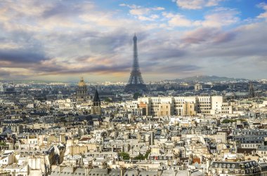 Paris Panorama. Katedrali Notre Dame de Paris görüntüleyin. Fransa.