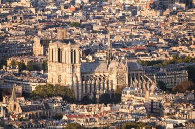 Montparnasse Kulesi Paris, Fransa'da alınan Notre dam havadan görünümü