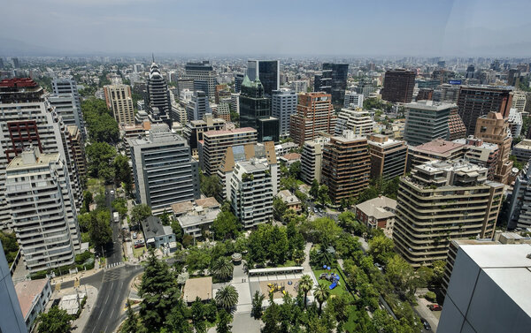 Santiago City Center - Chile, business center of Santiago day landscape