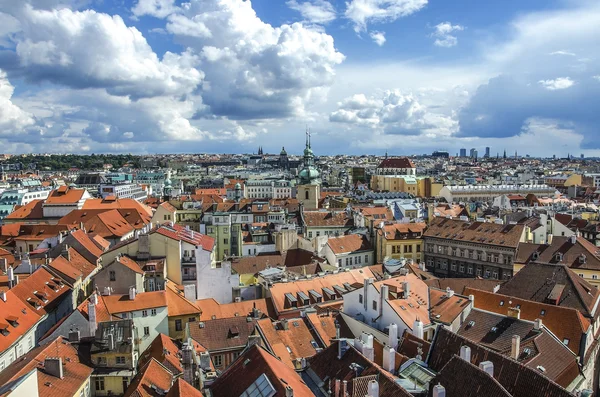 Houses with traditional red roofs in Prague Old Town Square in the Czech Republic — Stock Photo, Image