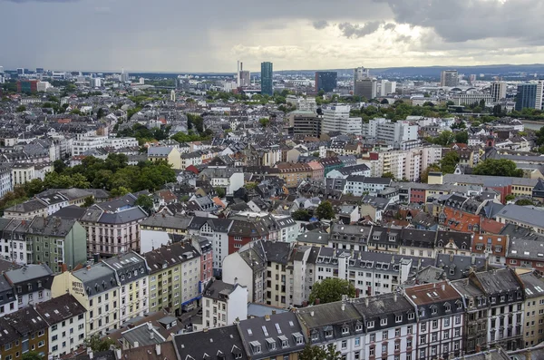 Veduta dello skyline di Francoforte sul Meno al tramonto, Germania — Foto Stock