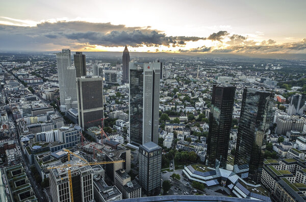 Modern skyline of Frankfurt, Germany financial business district.