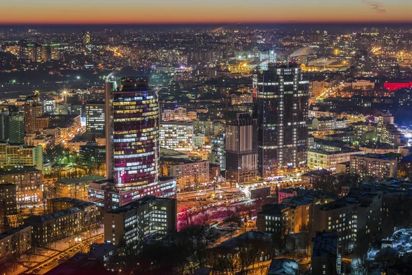 Noite Kiev vista aérea — Fotografia de Stock