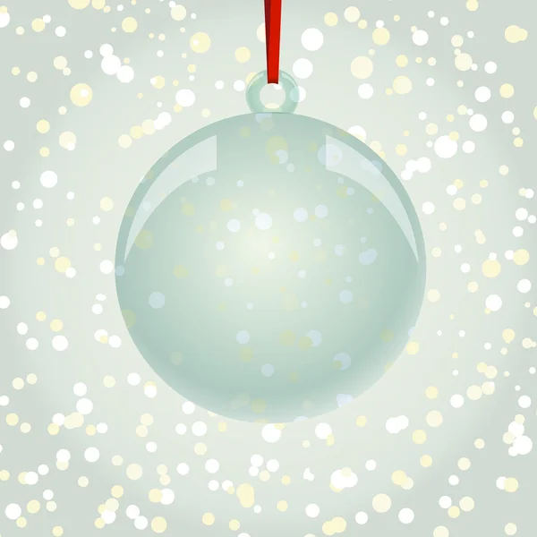 Kar taneleri backgro üzerinde asılı şerit ile Noel Newyear topu