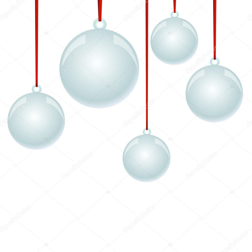 Christmas NewYear balls with ribbon hanging 