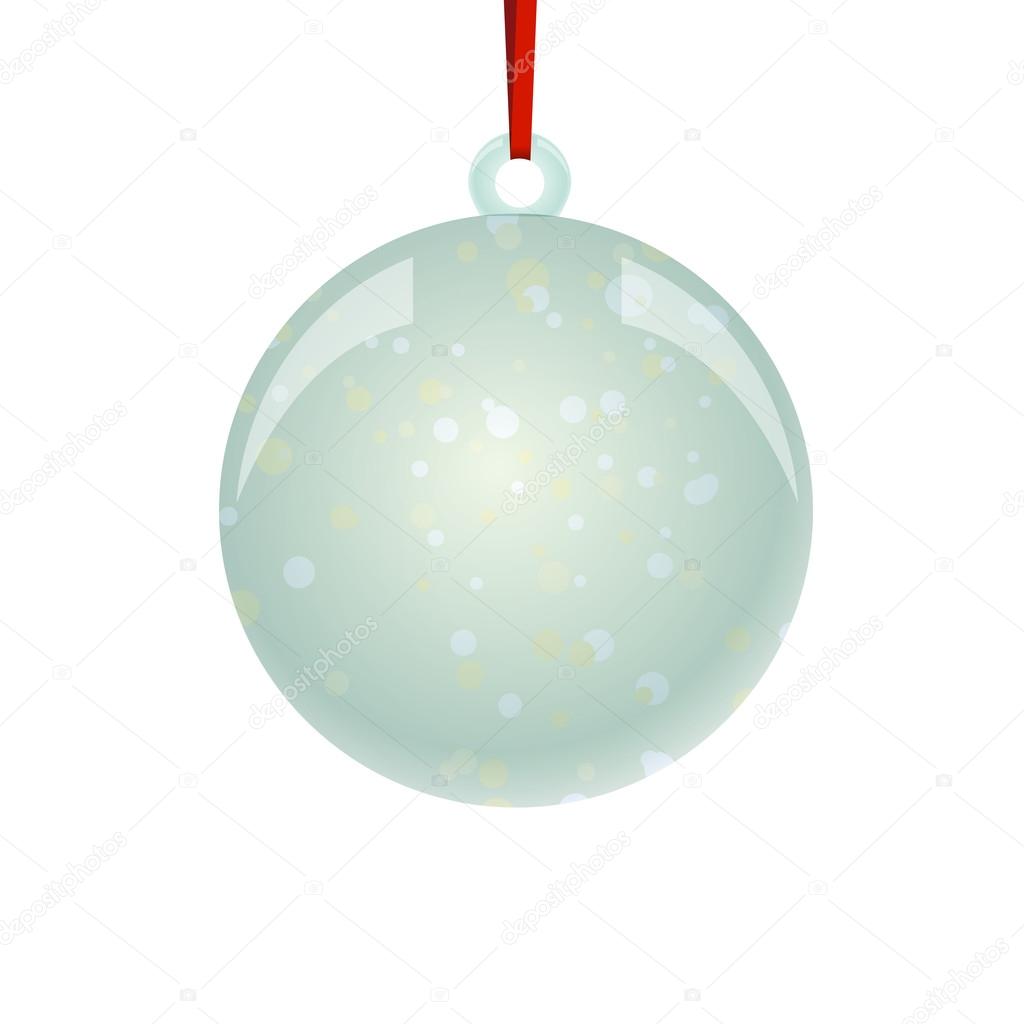 Christmas NewYear ball with ribbon hanging 