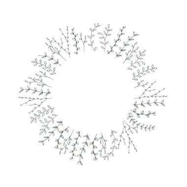 Arka plan çizilmiş dalları çerçeve