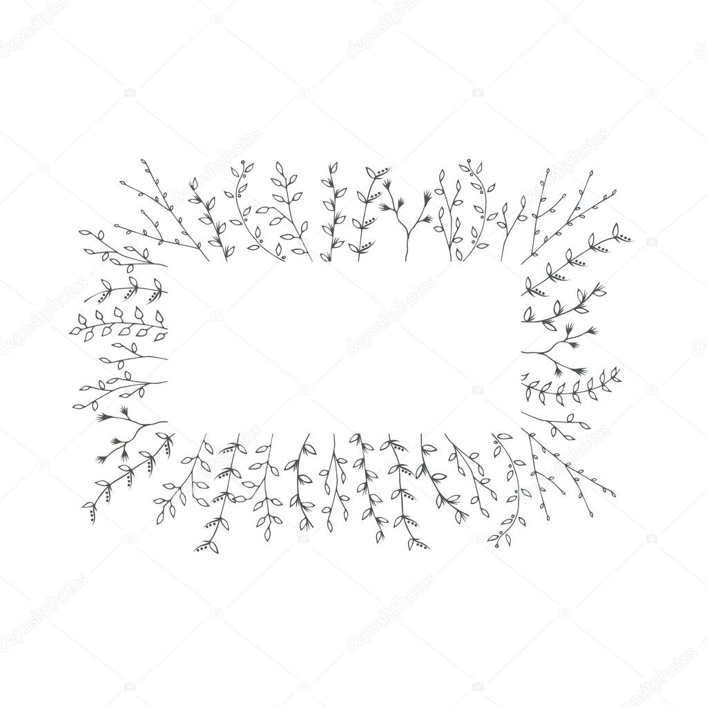 Hand-drawn branches frame background