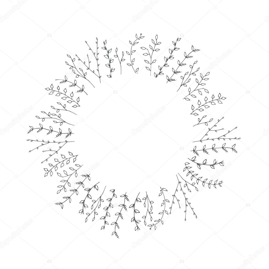 Hand-drawn branches frame background