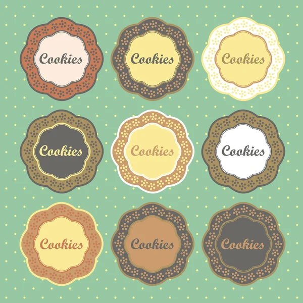 Cookies retro style labels collection — Stock Vector