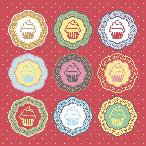 Retro cupcakes etiketleri koleksiyonu — Stok Vektör