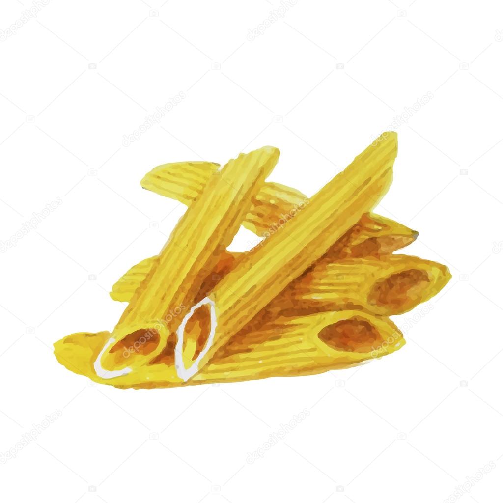 Watercolor pasta isolated on white background