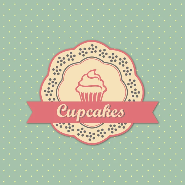 Cupcakes retro tarzı etiket