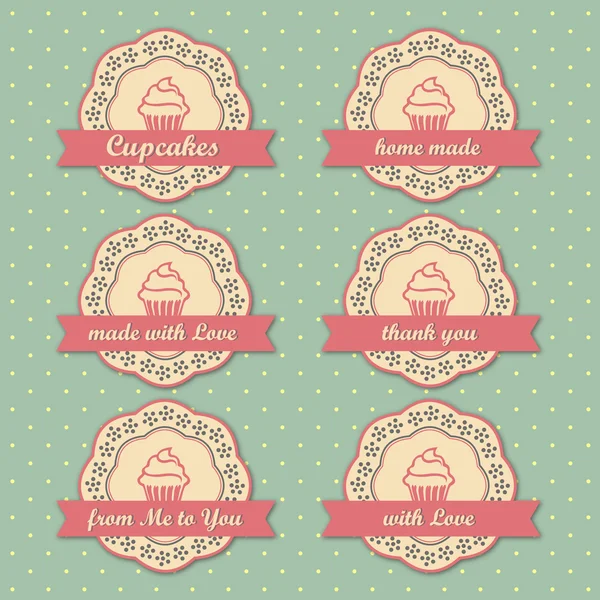 Retro cupcakes labels collection — Stock Vector
