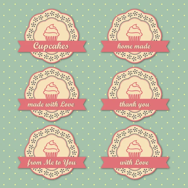 Colección de etiquetas de cupcakes retro — Vector de stock