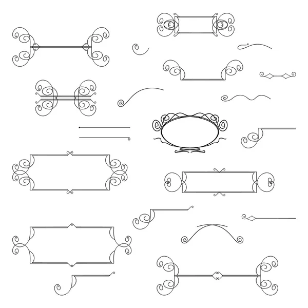 Elementos de design caligráfico vintage desenhado à mão conjunto vetor. Útil para convites de casamento, grandes cartões etc . — Vetor de Stock