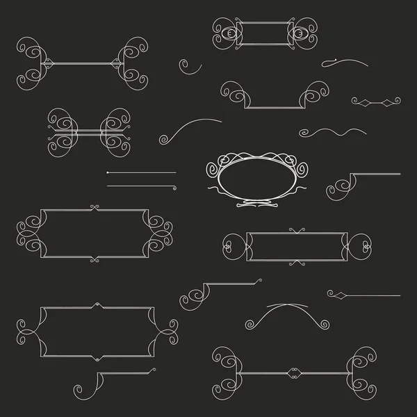 Elementos de design caligráfico vintage desenhado à mão conjunto vetor. Útil para convites de casamento, grandes cartões etc . — Vetor de Stock