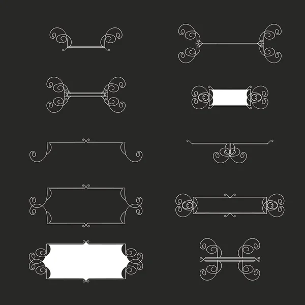 Elementos de design caligráfico vintage desenhado à mão conjunto vetor. Útil para convites de casamento, grandes cartões etc . — Vetor de Stock