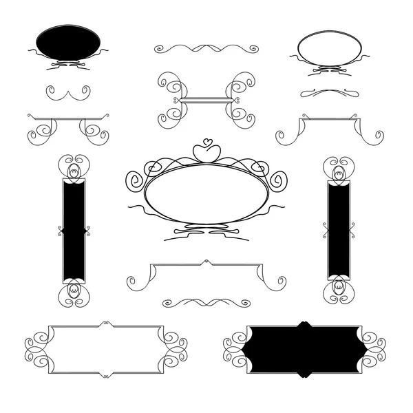 Elementos de diseño caligráfico vintage dibujado a mano conjunto vector — Vector de stock