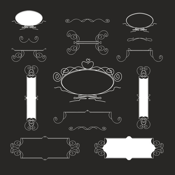 Векторный набор элементов старинного каллиграфического дизайна ручной работы
