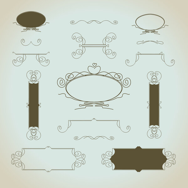 Векторный набор элементов старинного каллиграфического дизайна ручной работы
