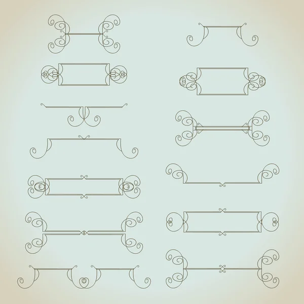 Vintage desenhado à mão elementos de design caligráfico conjunto vetor —  Vetores de Stock