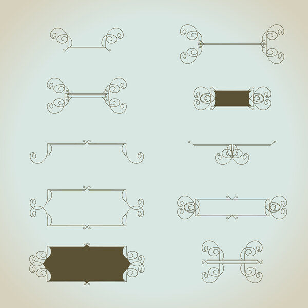 Векторный набор элементов старинного каллиграфического дизайна ручной работы
