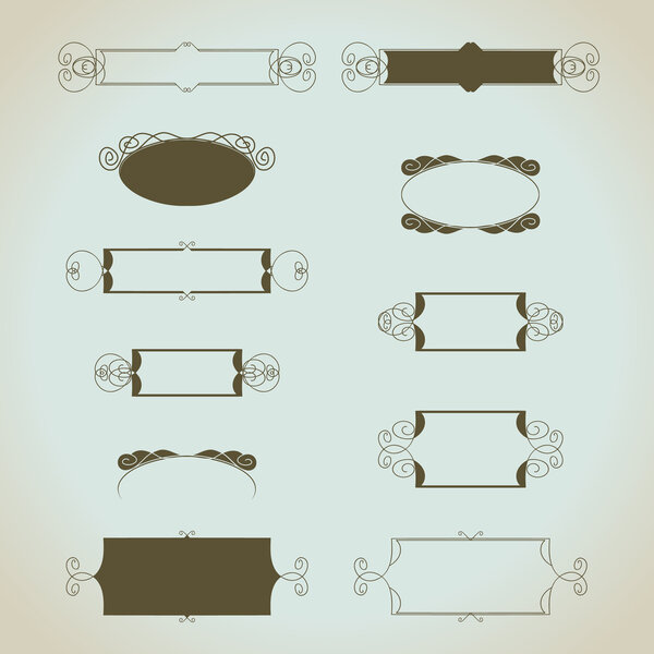 Векторный набор элементов старинного каллиграфического дизайна ручной работы
